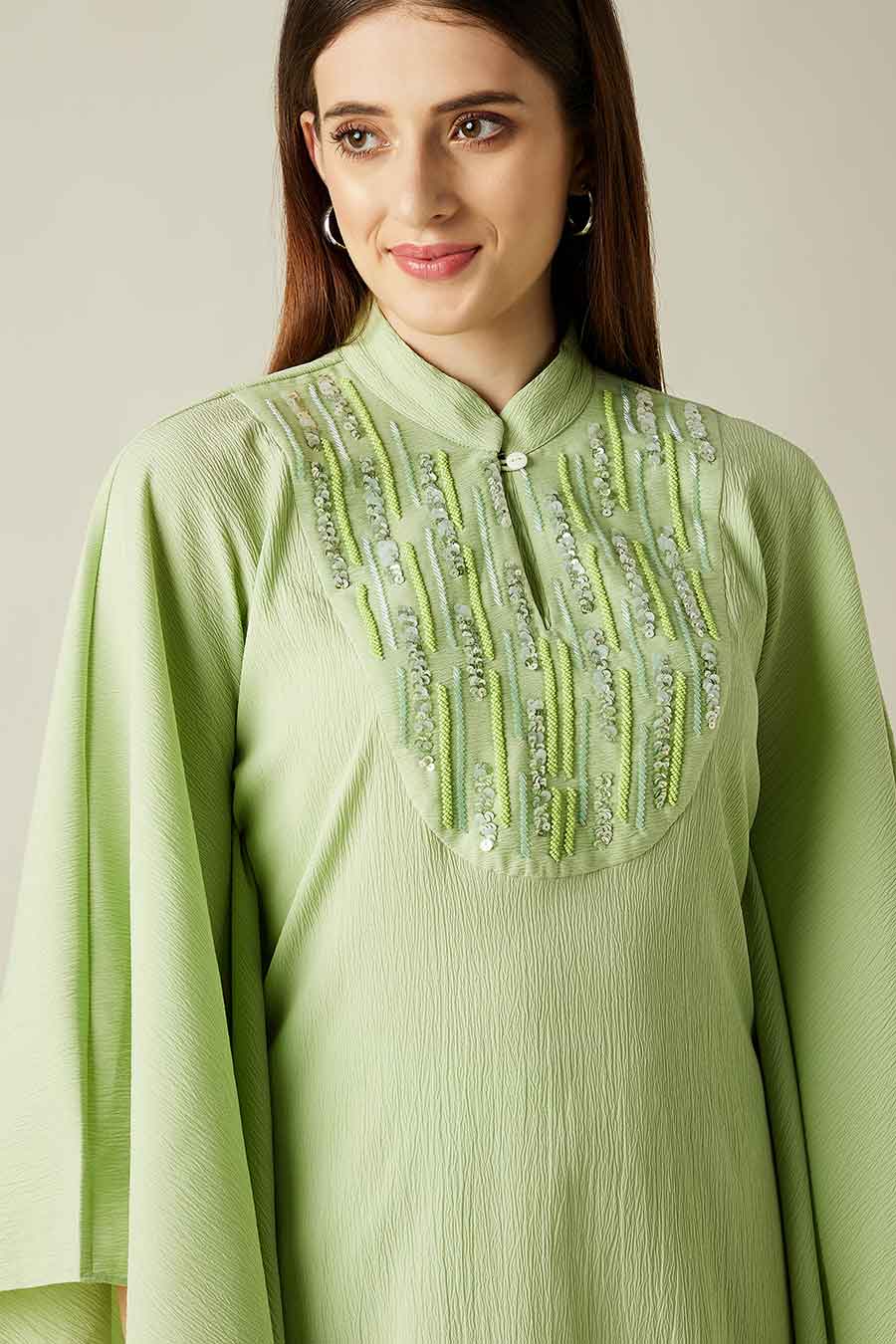 Pebble Green Kaftan & Drape Skirt Co-Ord Set