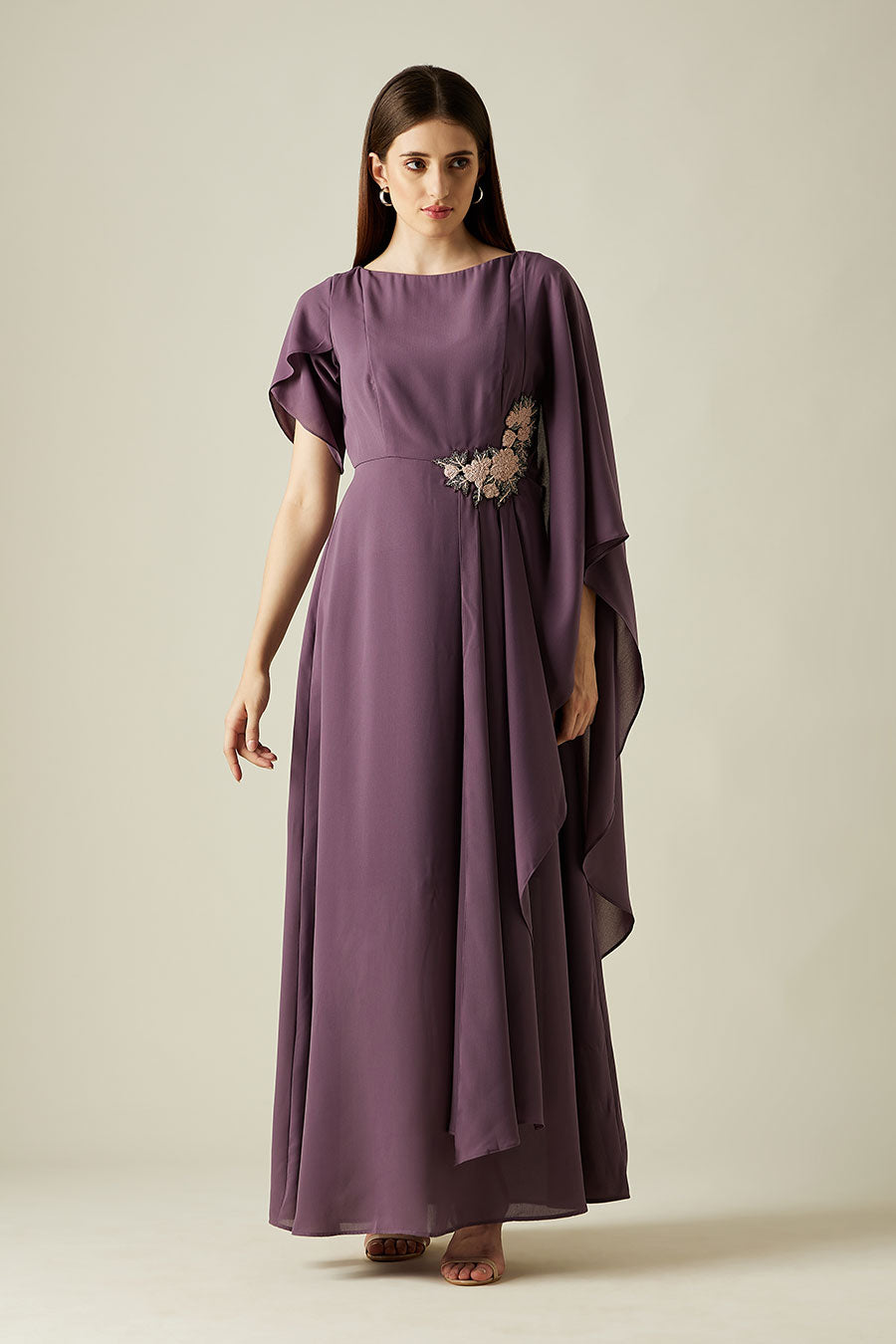 Taylor Purple Embroidered Maxi Dress