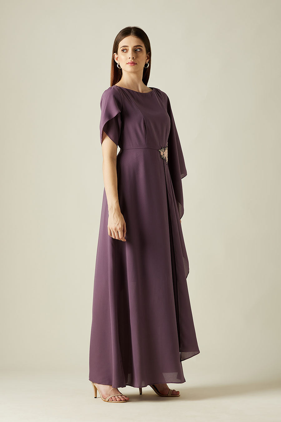 Taylor Purple Embroidered Maxi Dress