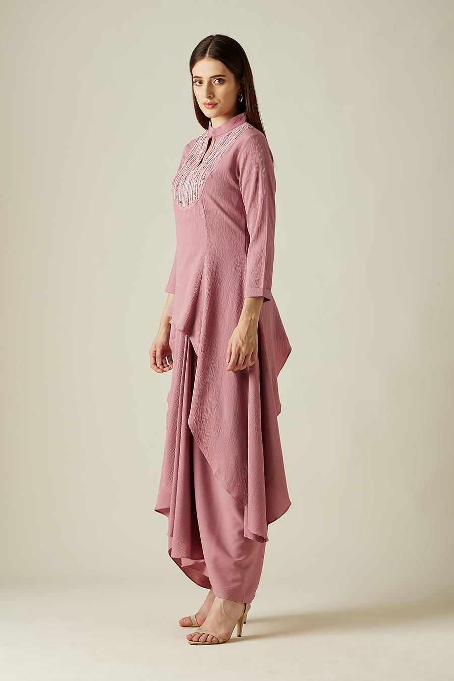 Sofie Pink Tunic & Drape Skirt Co-Ord Set