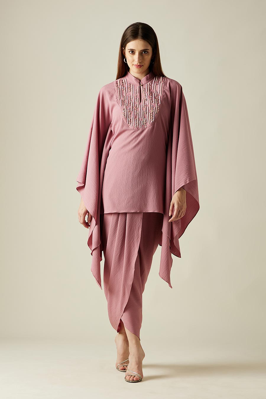 Pebble Pink Kaftan & Drape Skirt Co-Ord Set