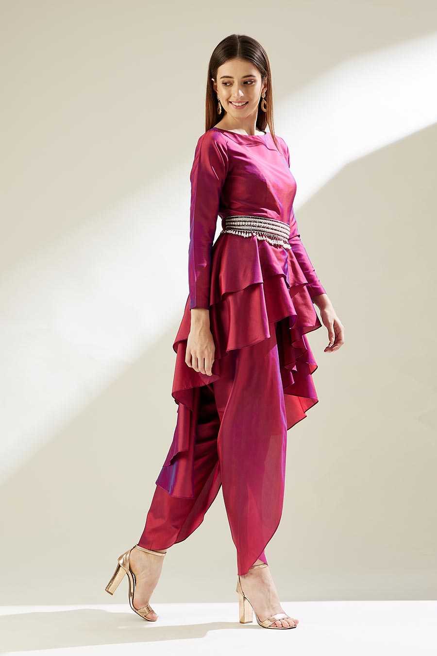 Fuchsia Co-Ord Set With Embellished Belt