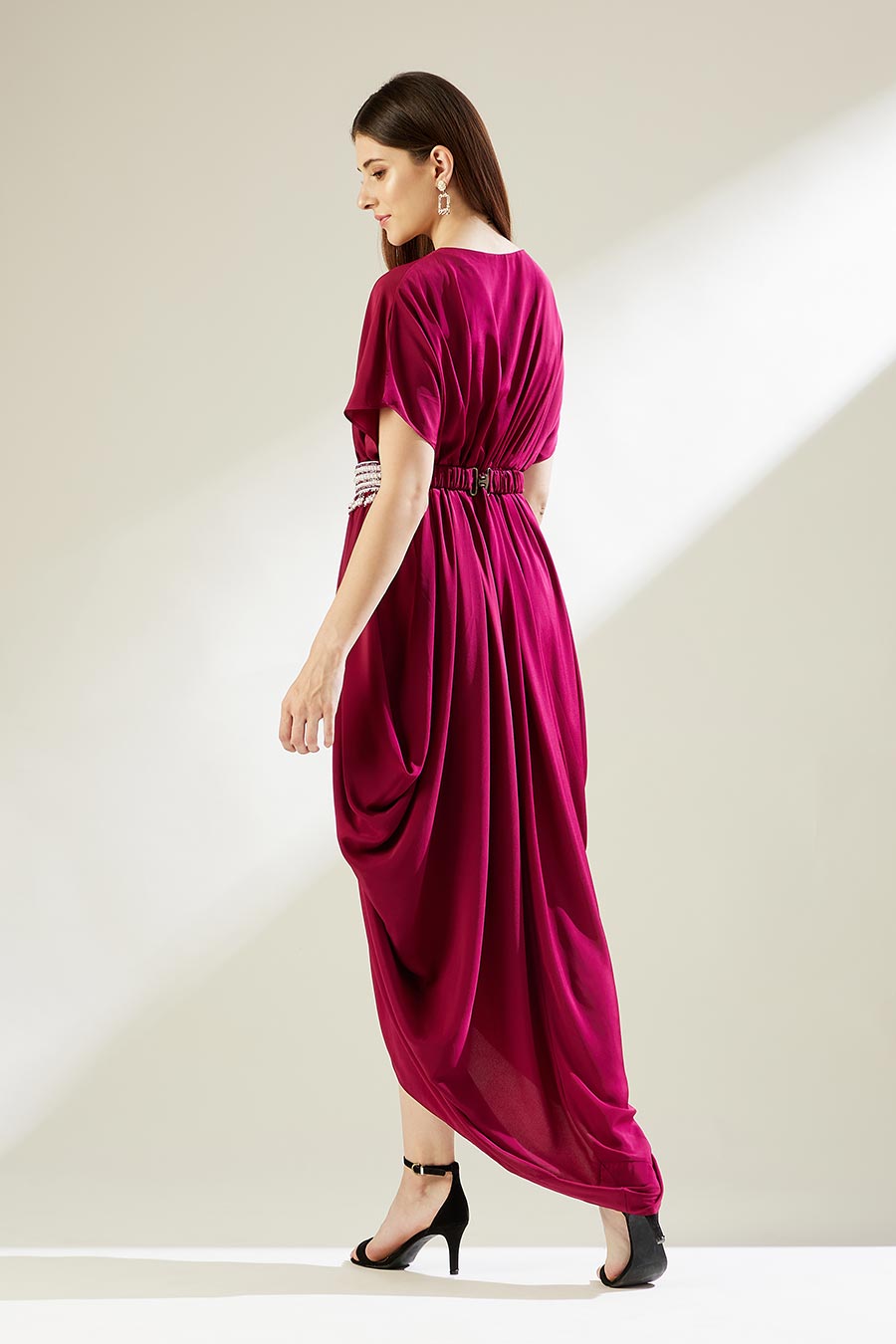 Sofie Ruby Drape Dress With Crystal Belt