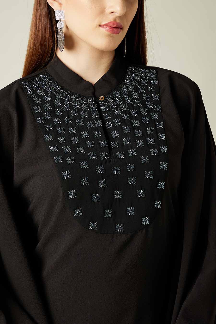 Black Crystal Embellished Kaftan Co-Ord Set