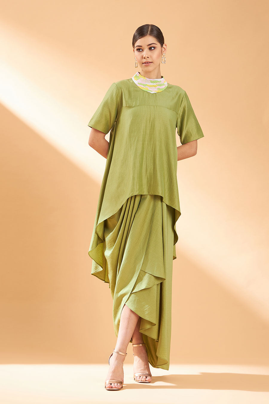 Lime Green Tunic & Skirt Co-Ord Set