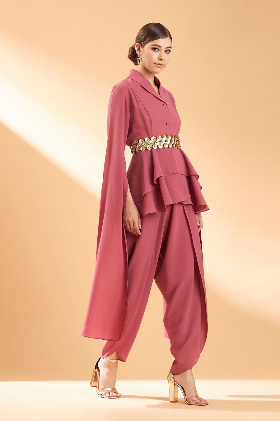 Pink Floral Co-Ord Set With Belt
