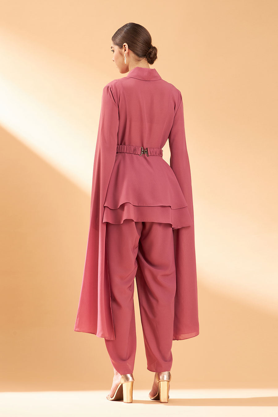 Pink Floral Co-Ord Set With Belt