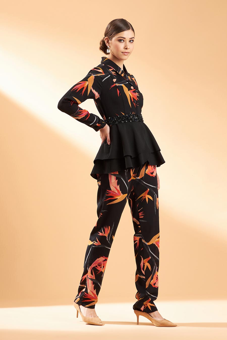 Black Tropical Print Co-Ord Set