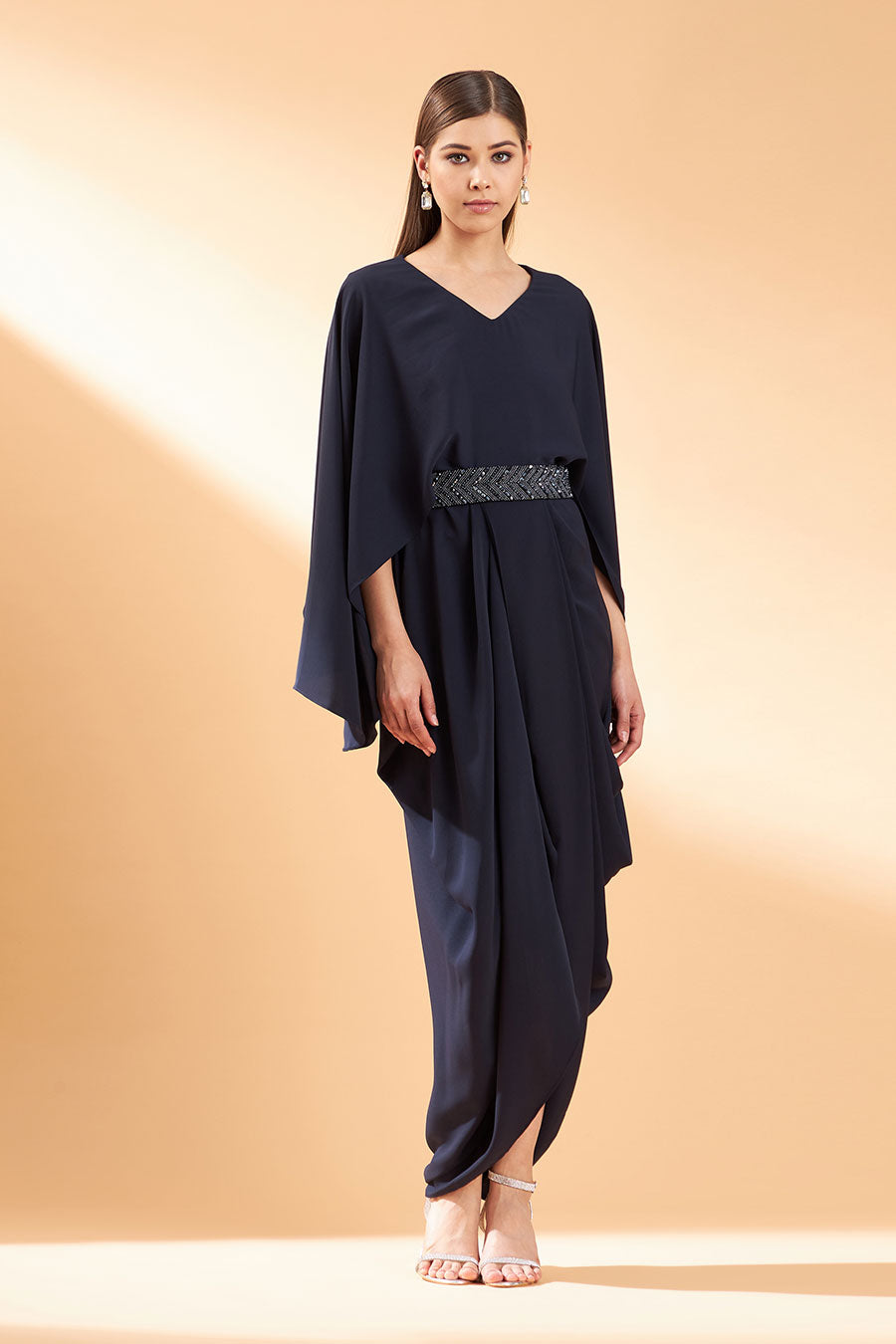 Navy Cove Crystal Dress With Belt