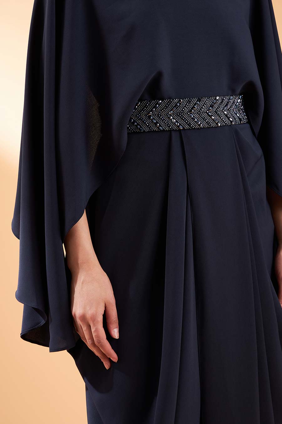 Navy Cove Crystal Dress With Belt