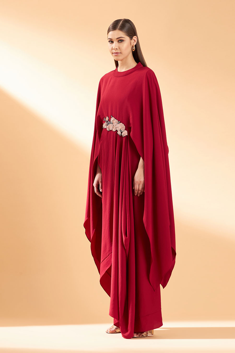 Red Mystique Bloom Drape Dress