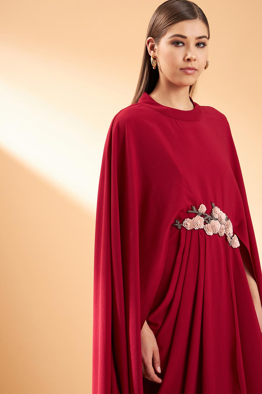 Red Mystique Bloom Drape Dress