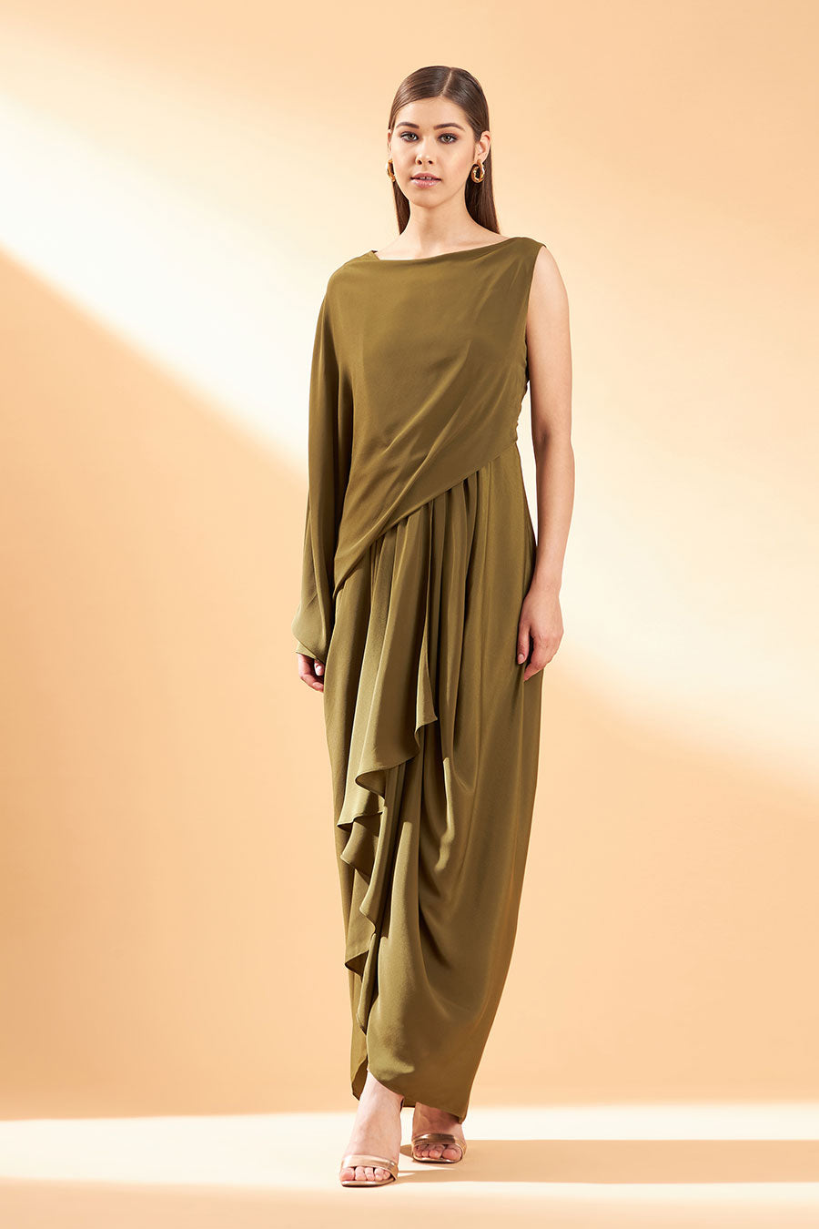 Olive Drape Dress