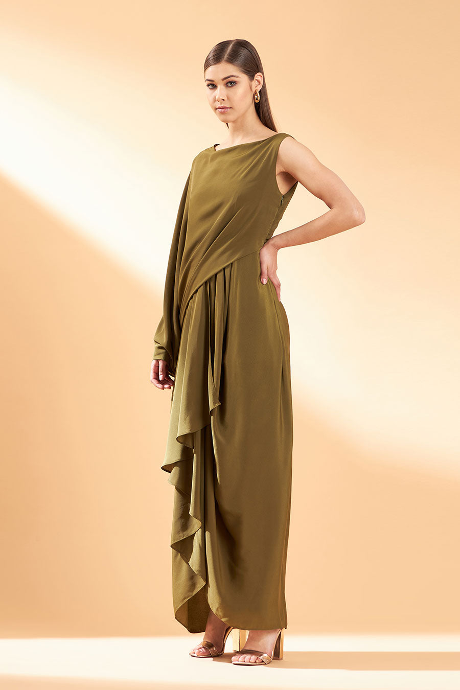 Olive Drape Dress