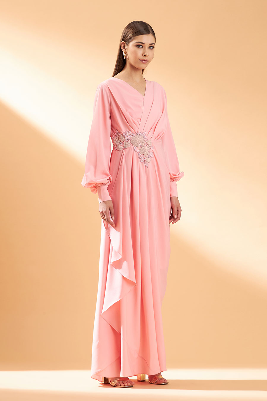 Cherry Bloom Drape Maxi Dress