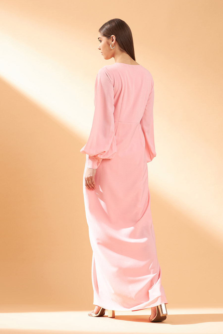 Cherry Bloom Drape Maxi Dress