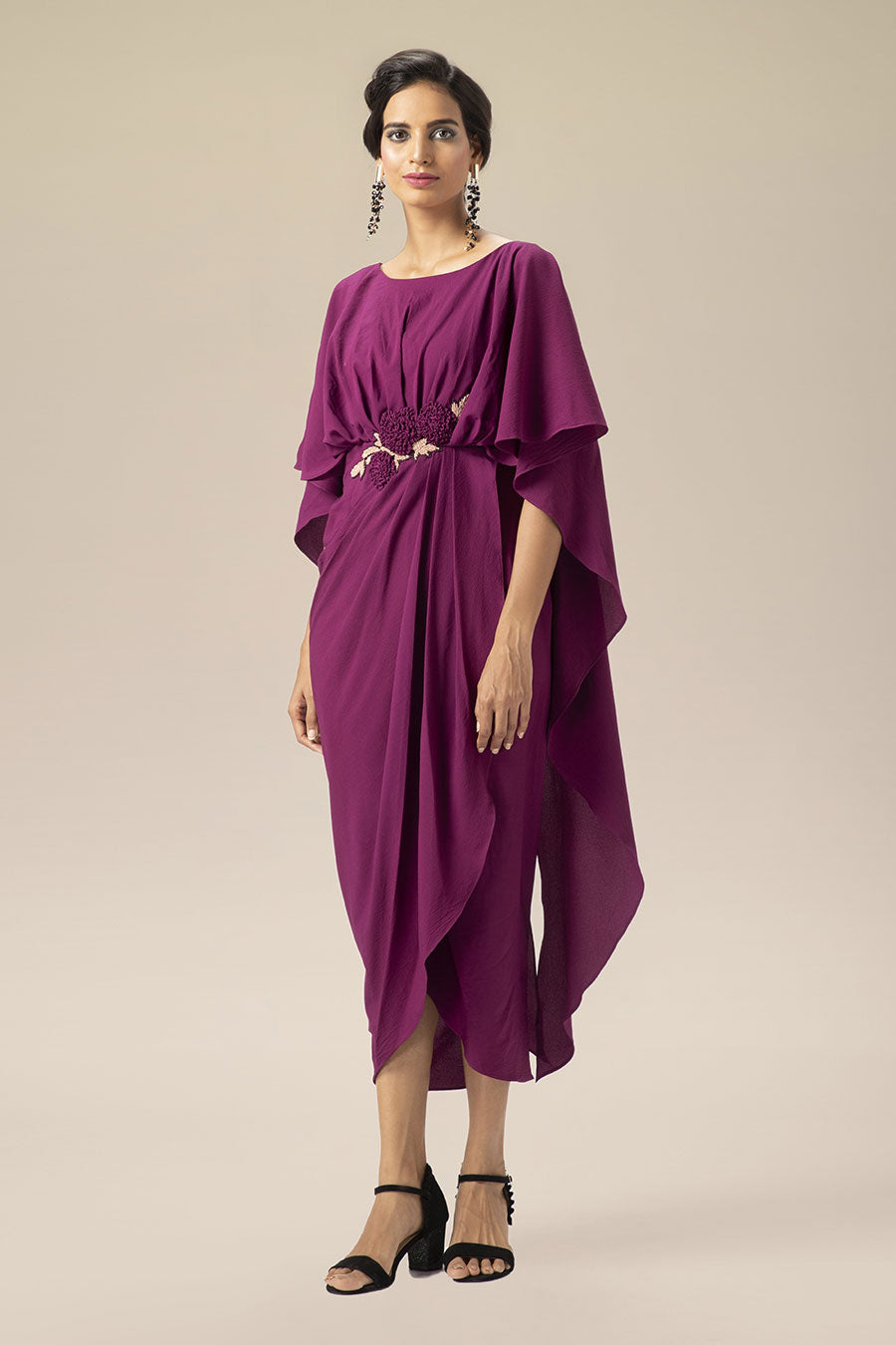 Purple Cocktail Drape Dress