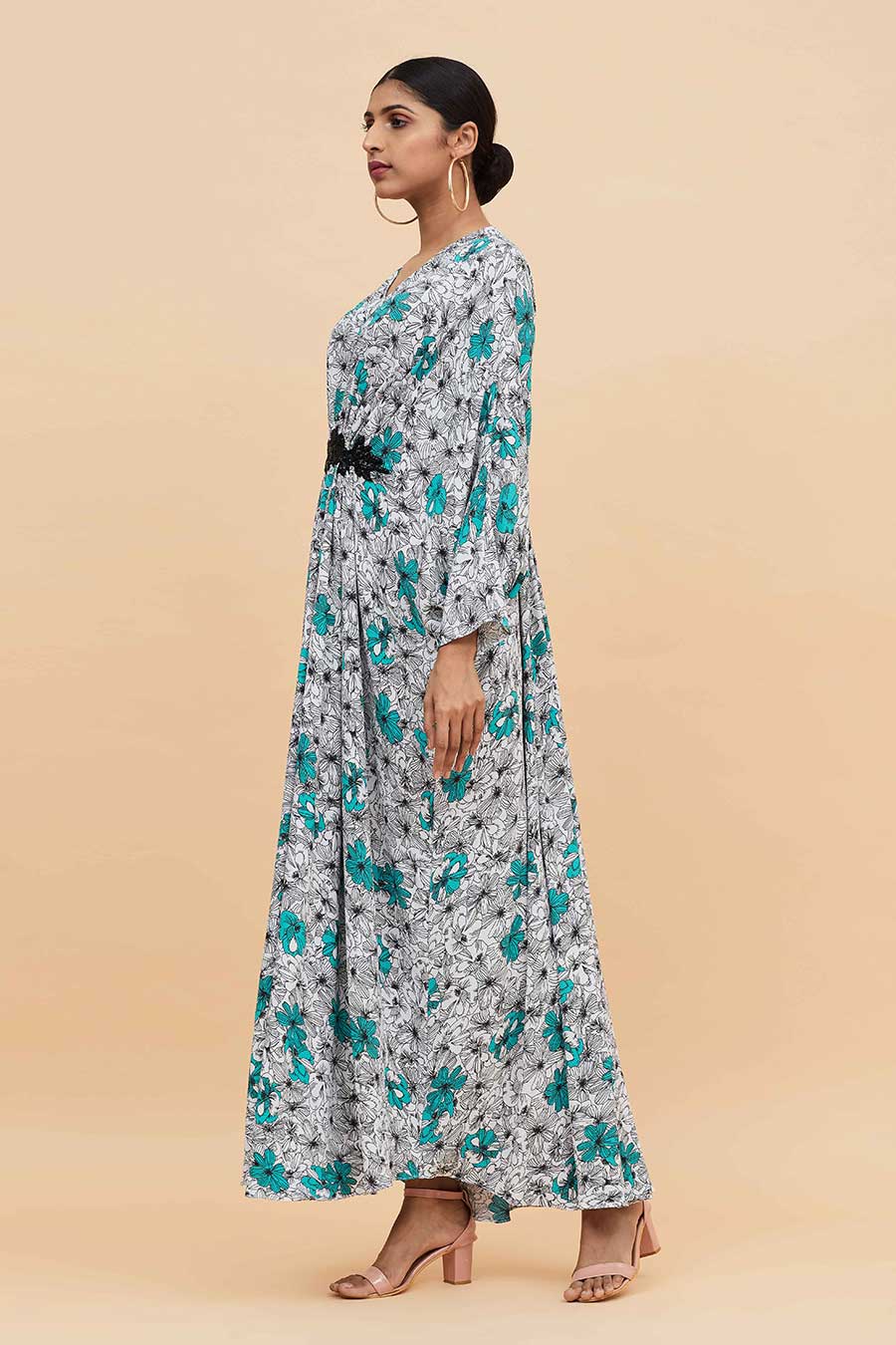 Tropical Print Kaftan Dress