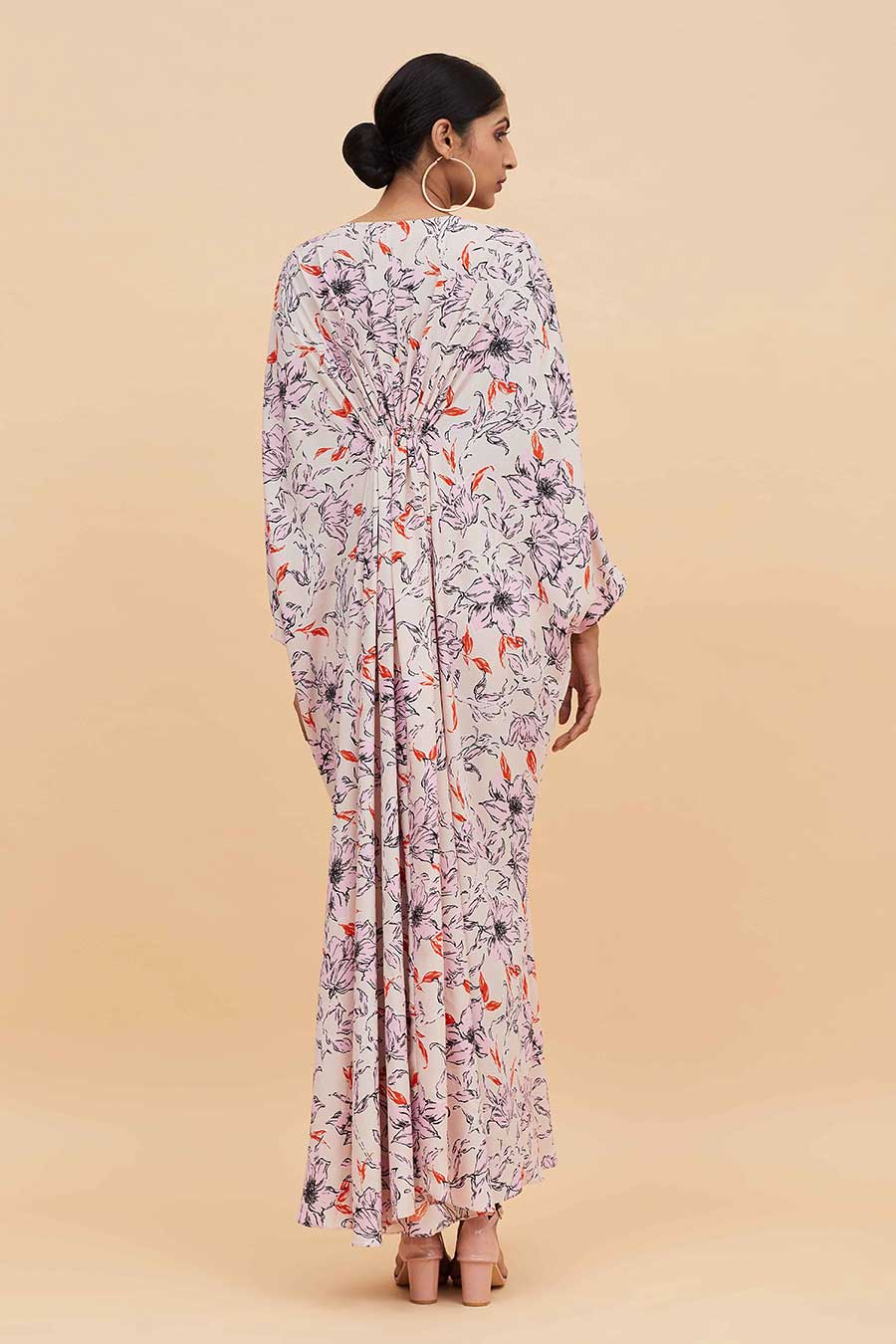 Pastel Bloom Print Kaftan Dress