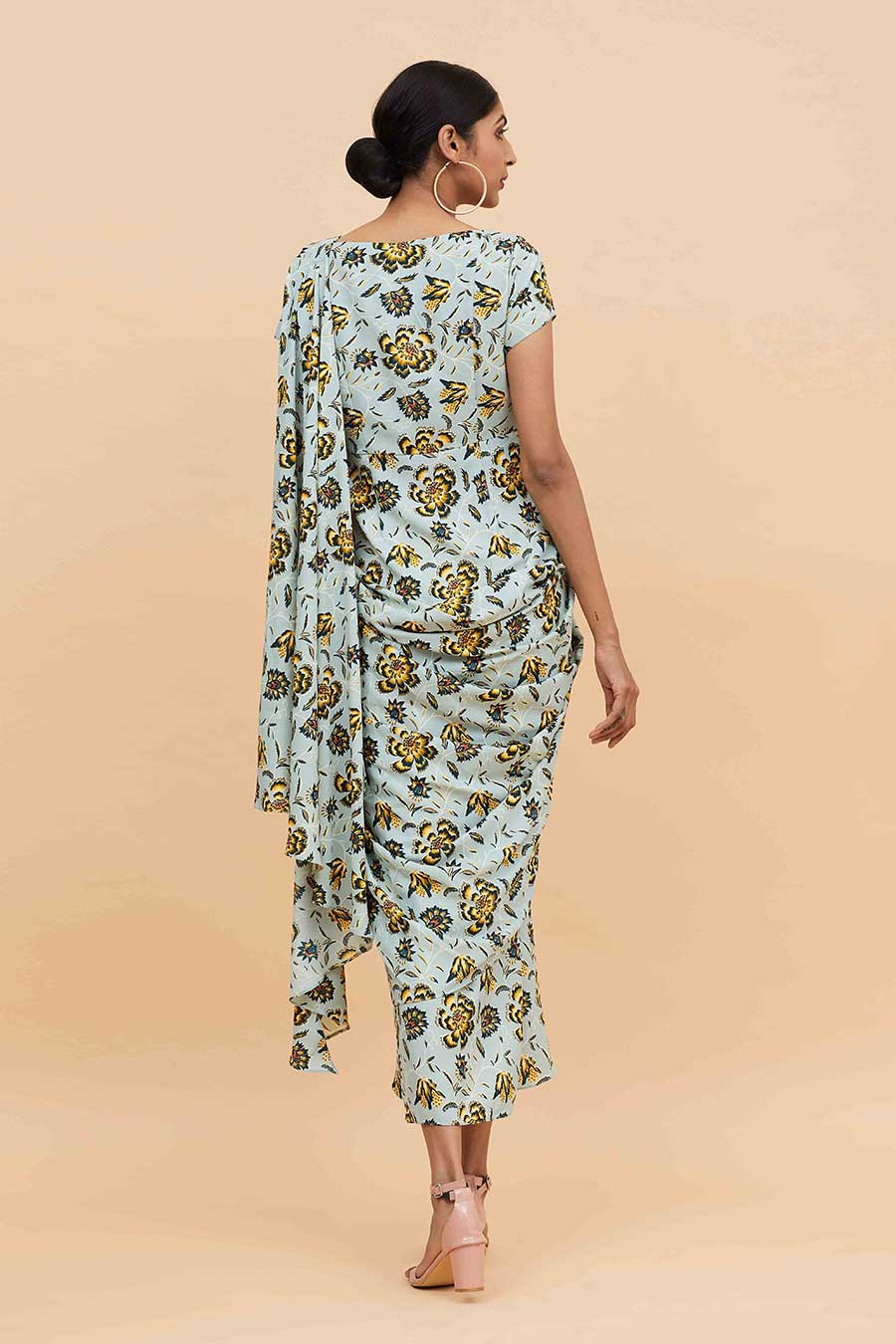 Tropical Print Saree Dress