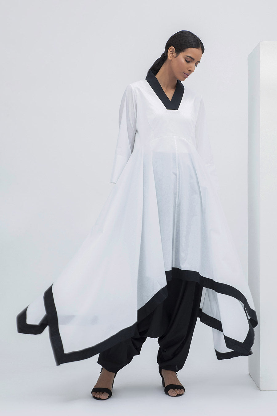 White & Black Handkerchief Tunic