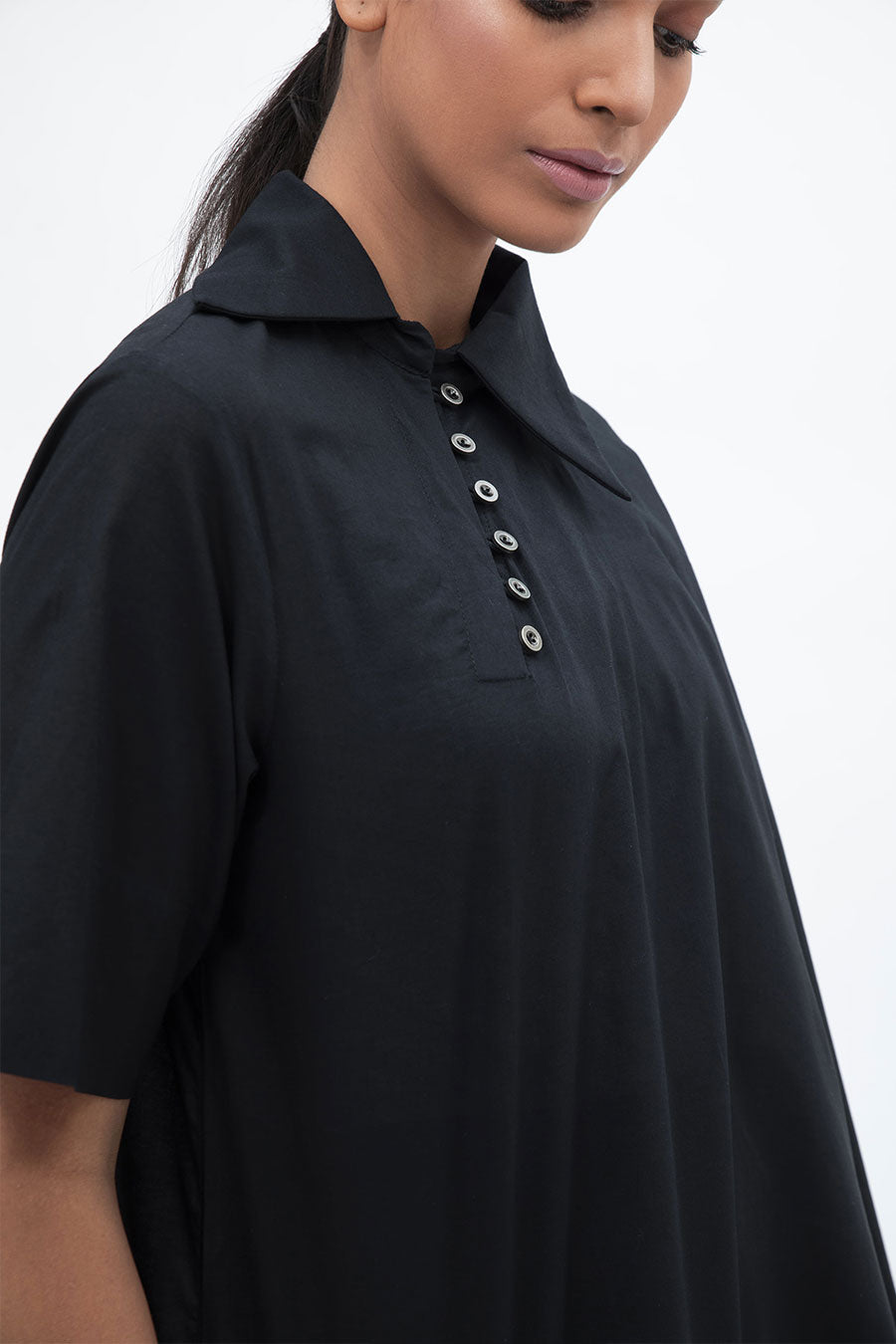 Black Noire Asymmetric Tunic Top