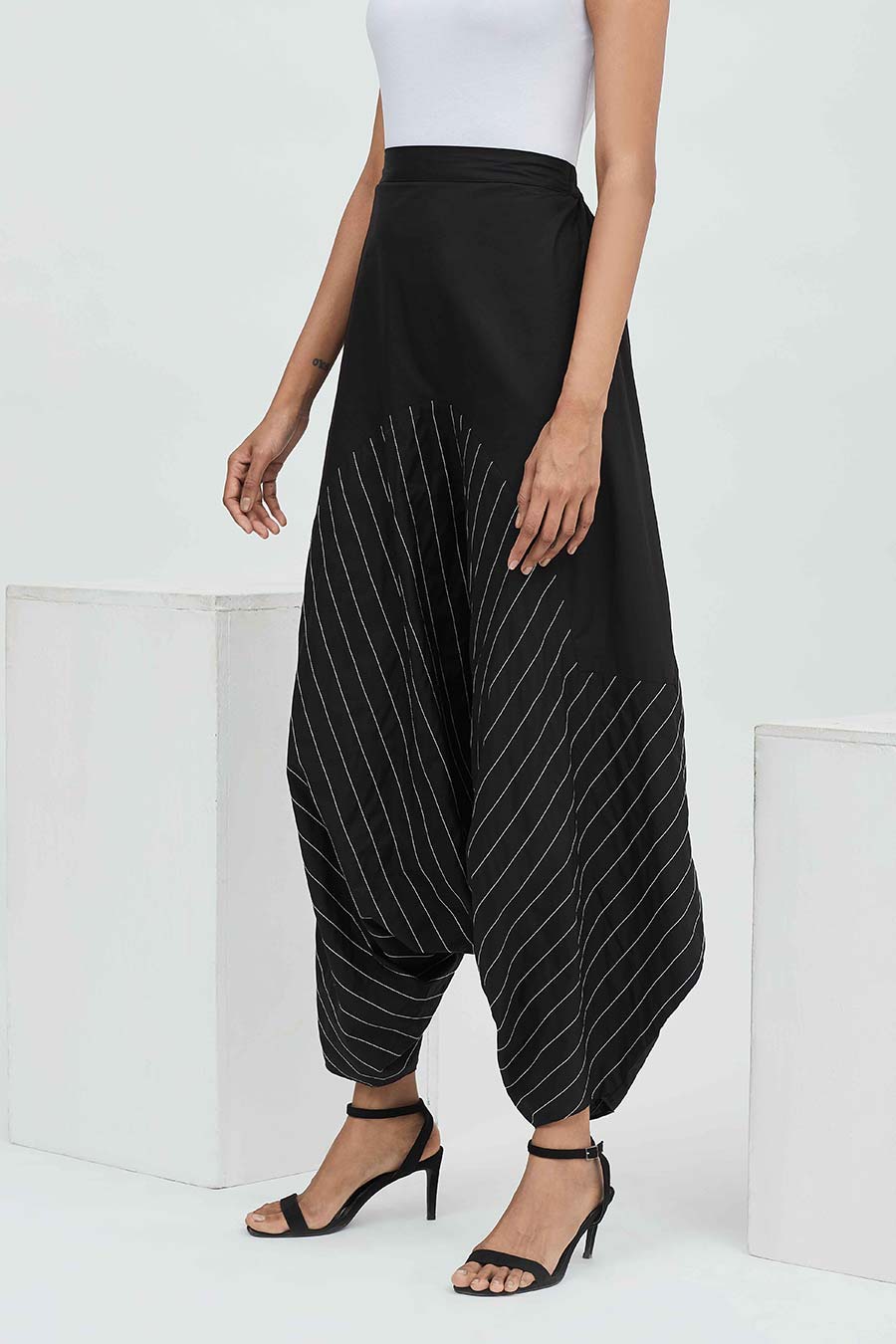Black Textured Zouave Pants
