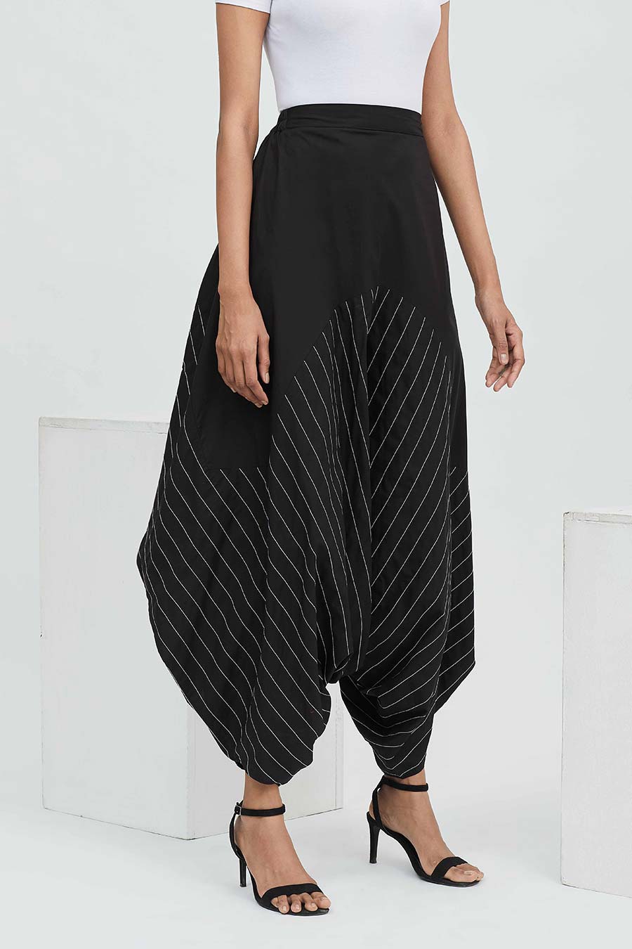 Black Textured Zouave Pants