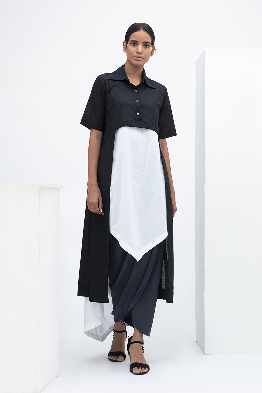 Black & White Layered Armour Tunic