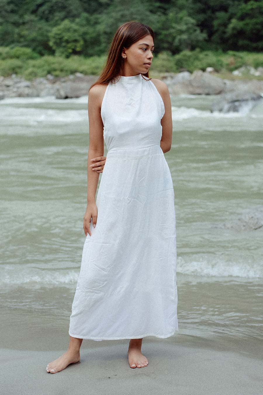 CAPRI - White Cotton Backless Dress