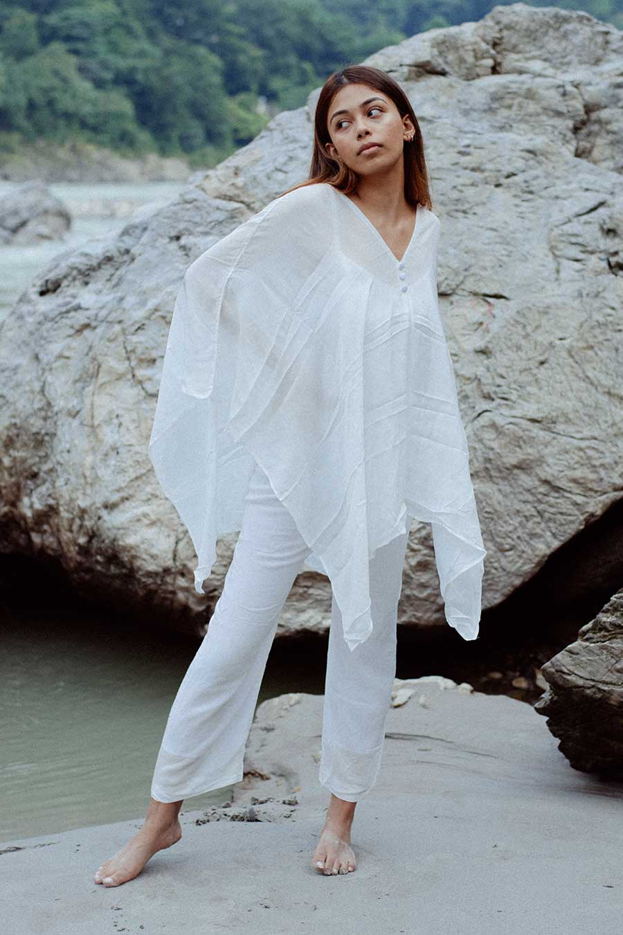 MAHÉ - White Kaftan Co-Ord Set