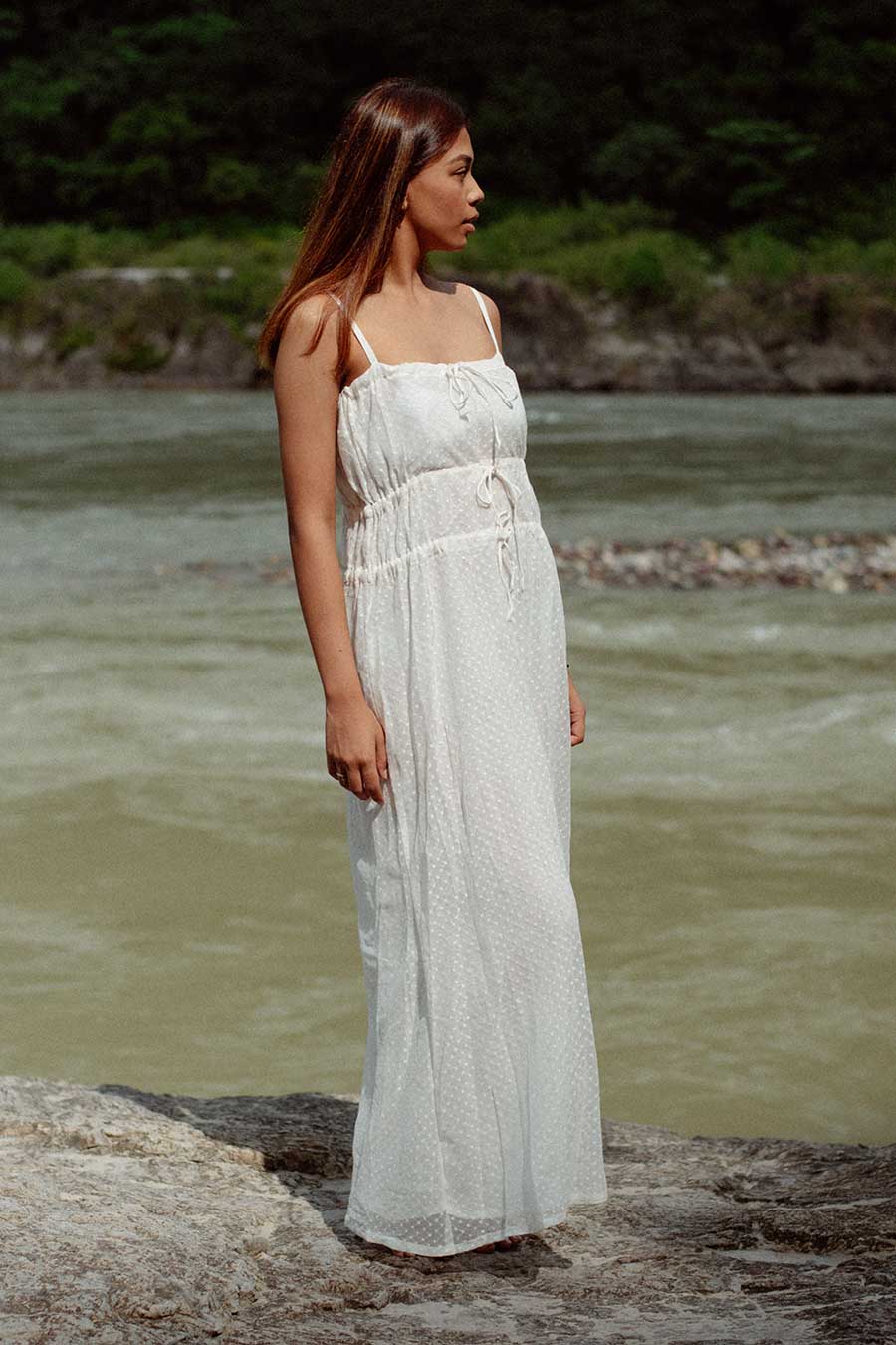 BELIZE - White Pull-String Lace Dress
