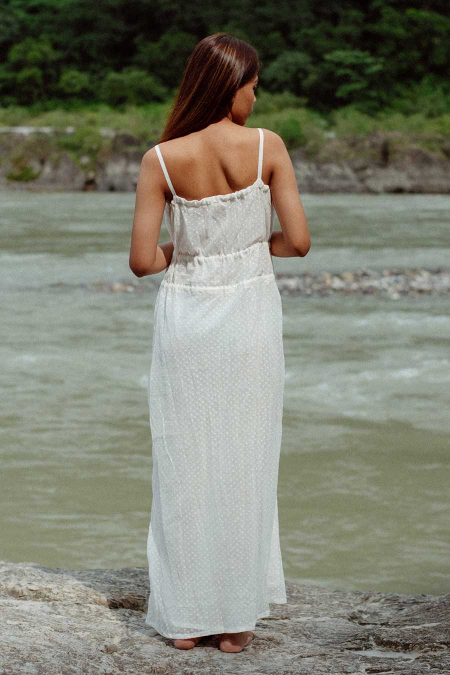 BELIZE - White Pull-String Lace Dress