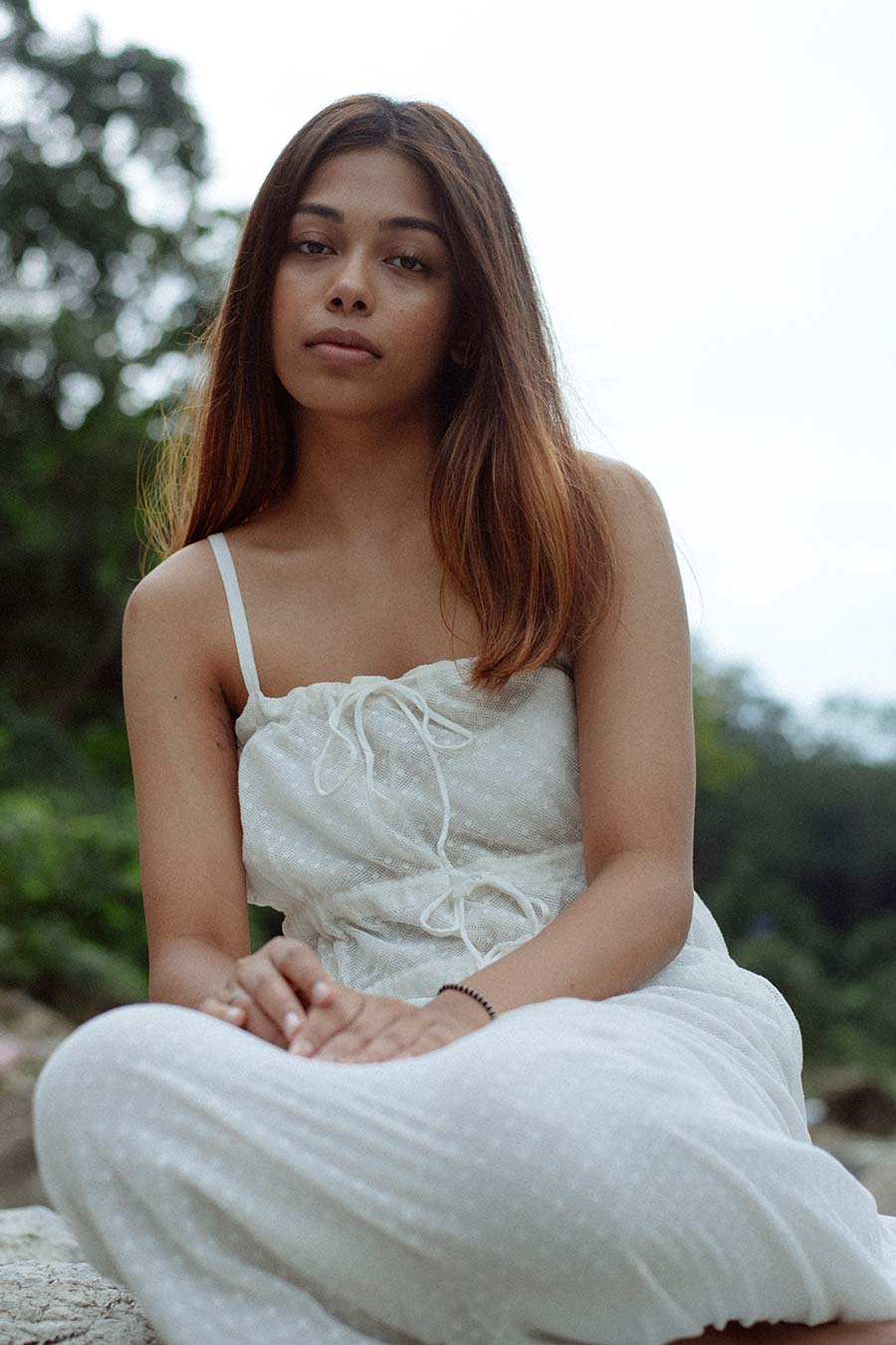 BELIZE - White Pull-String Lace Dress