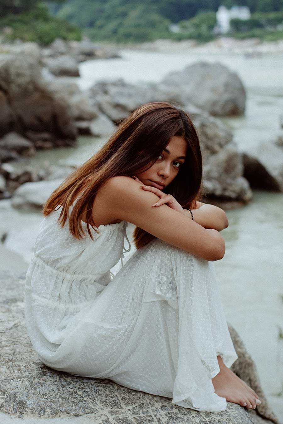 BELIZE - White Pull-String Lace Dress