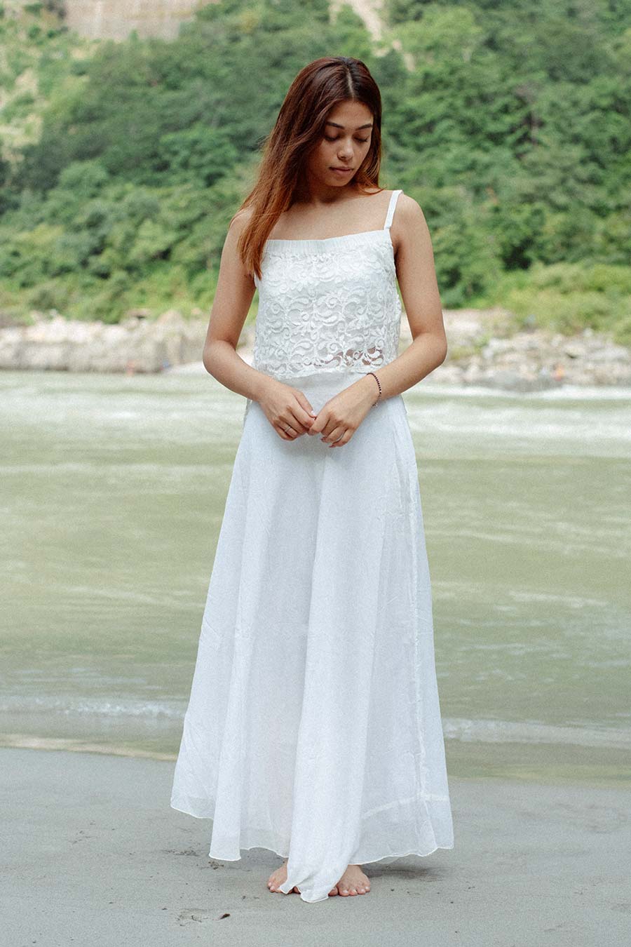 ELBA - White Lace Top & Skirt Set