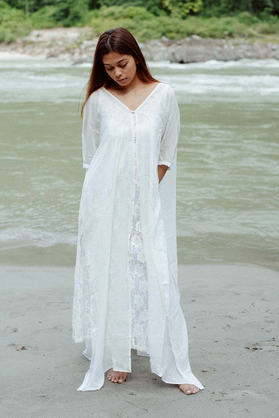 CABO - White Lace Dress & Overlay Set