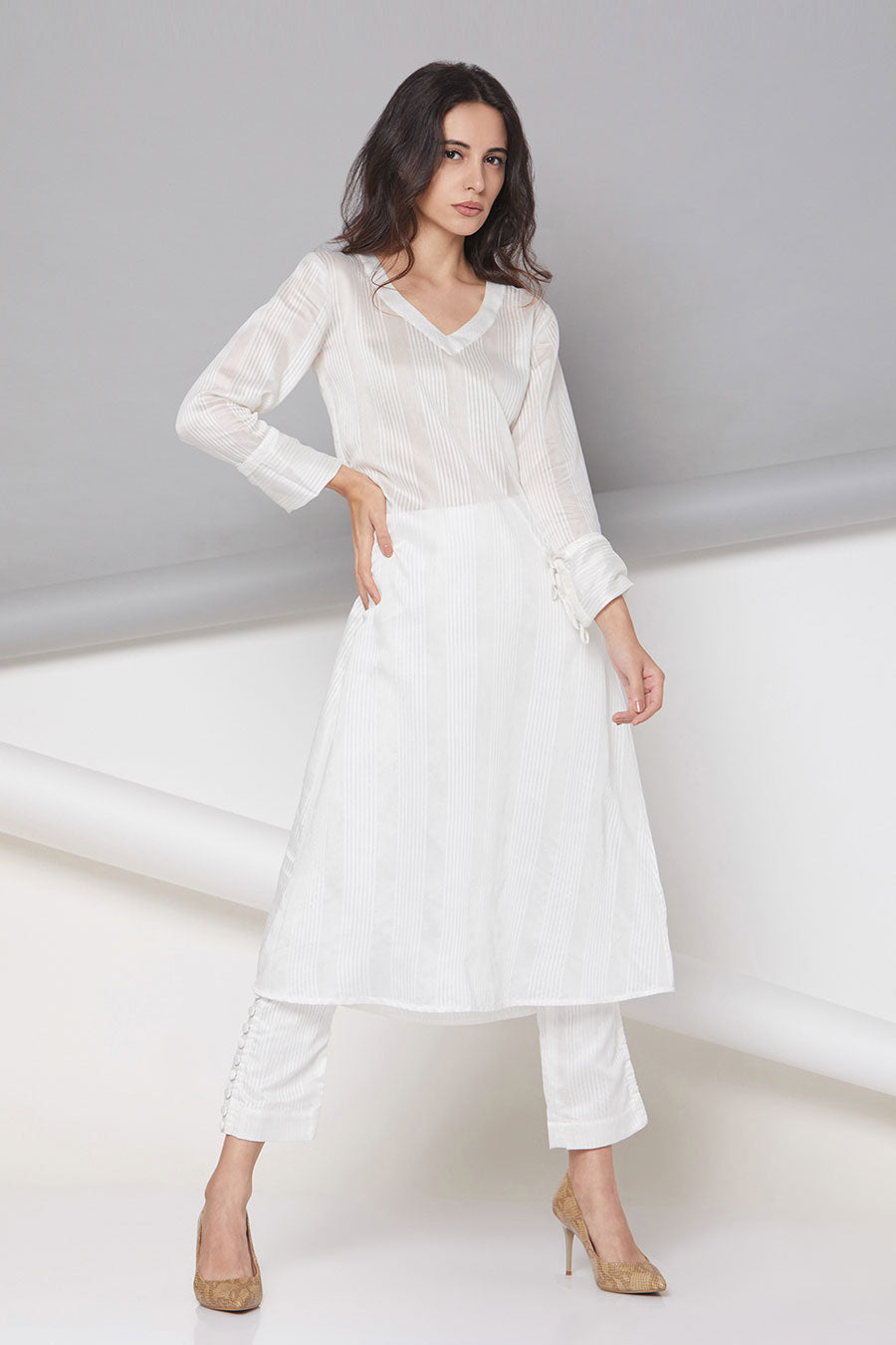 Grace - Off-White Striped Tunic