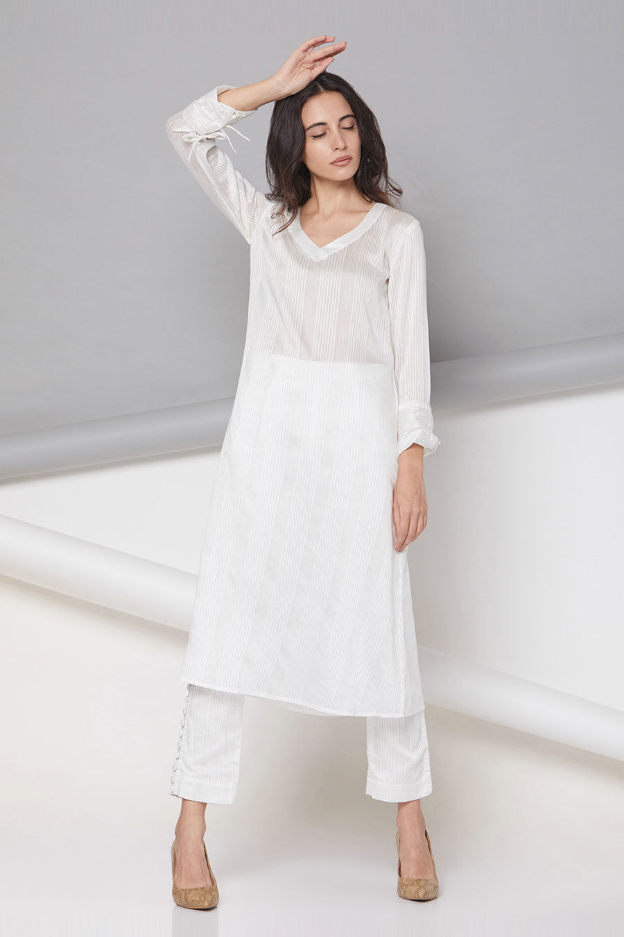 Grace - Off-White Tunic & Pant Co-Ord Set