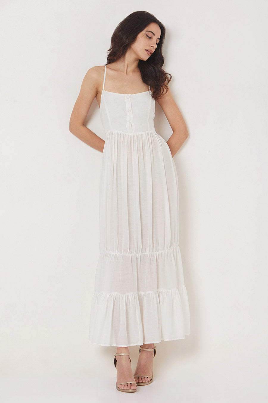 Irene - Off-White Spaghetti Maxi Dress