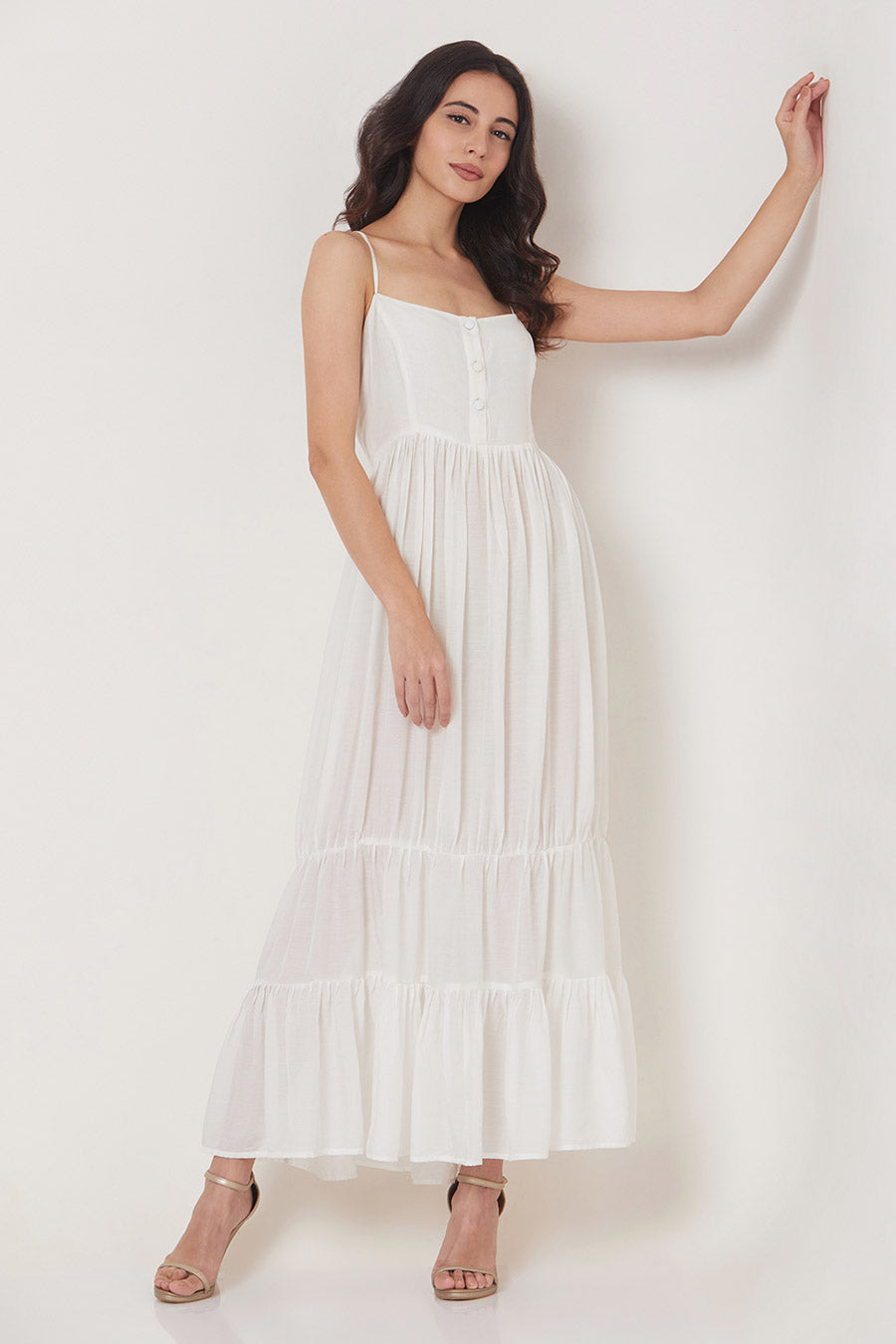 Irene - Off-White Spaghetti Maxi Dress