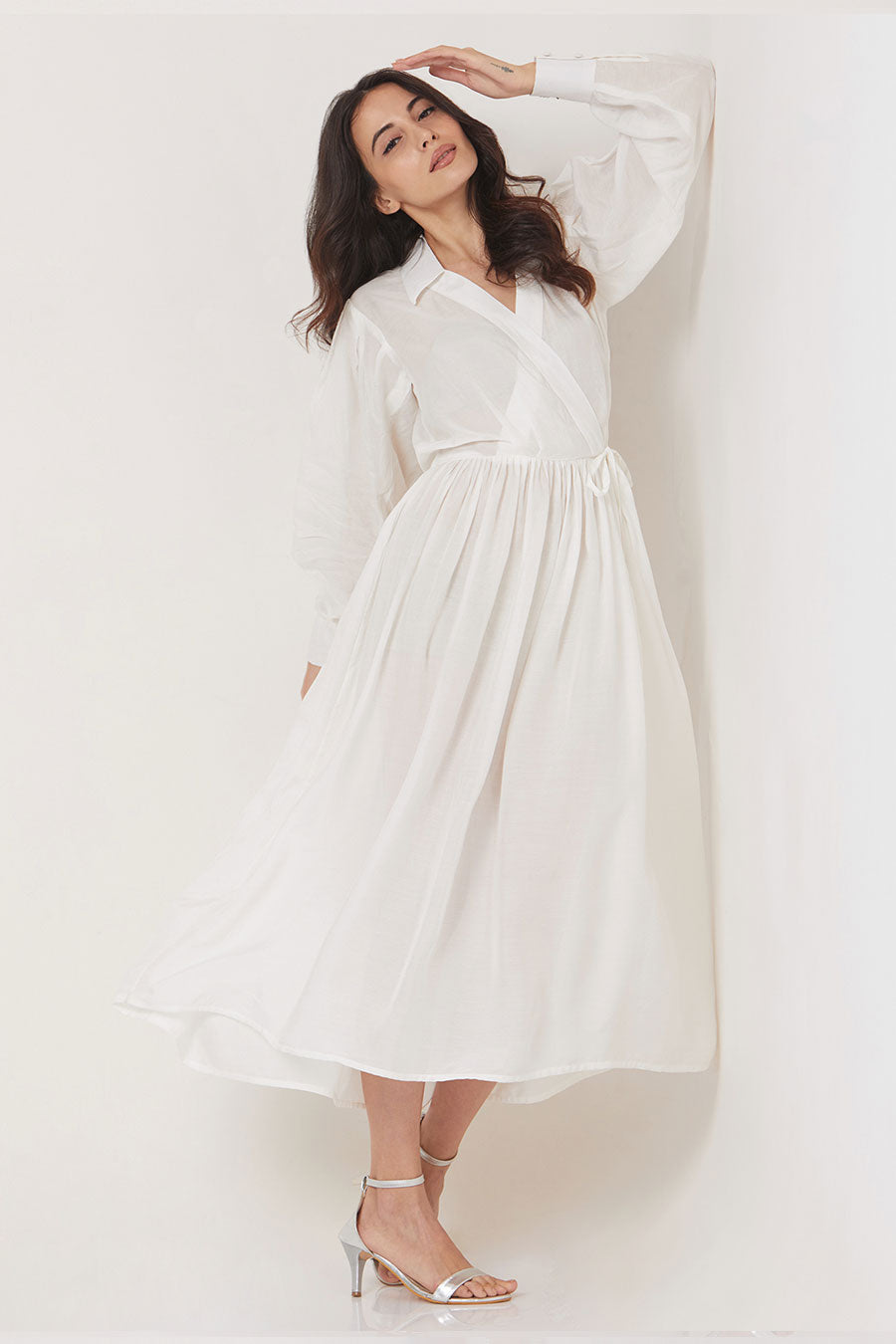 Sophie - Off-White Overlap Maxi Dress