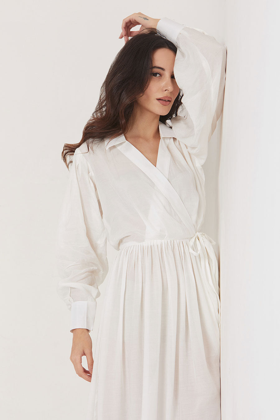 Sophie - Off-White Overlap Maxi Dress