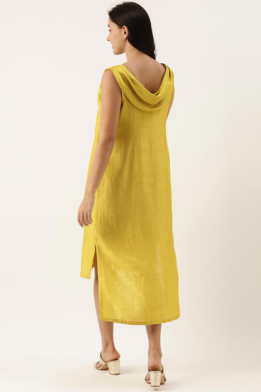 Yellow Silk High Low Dress