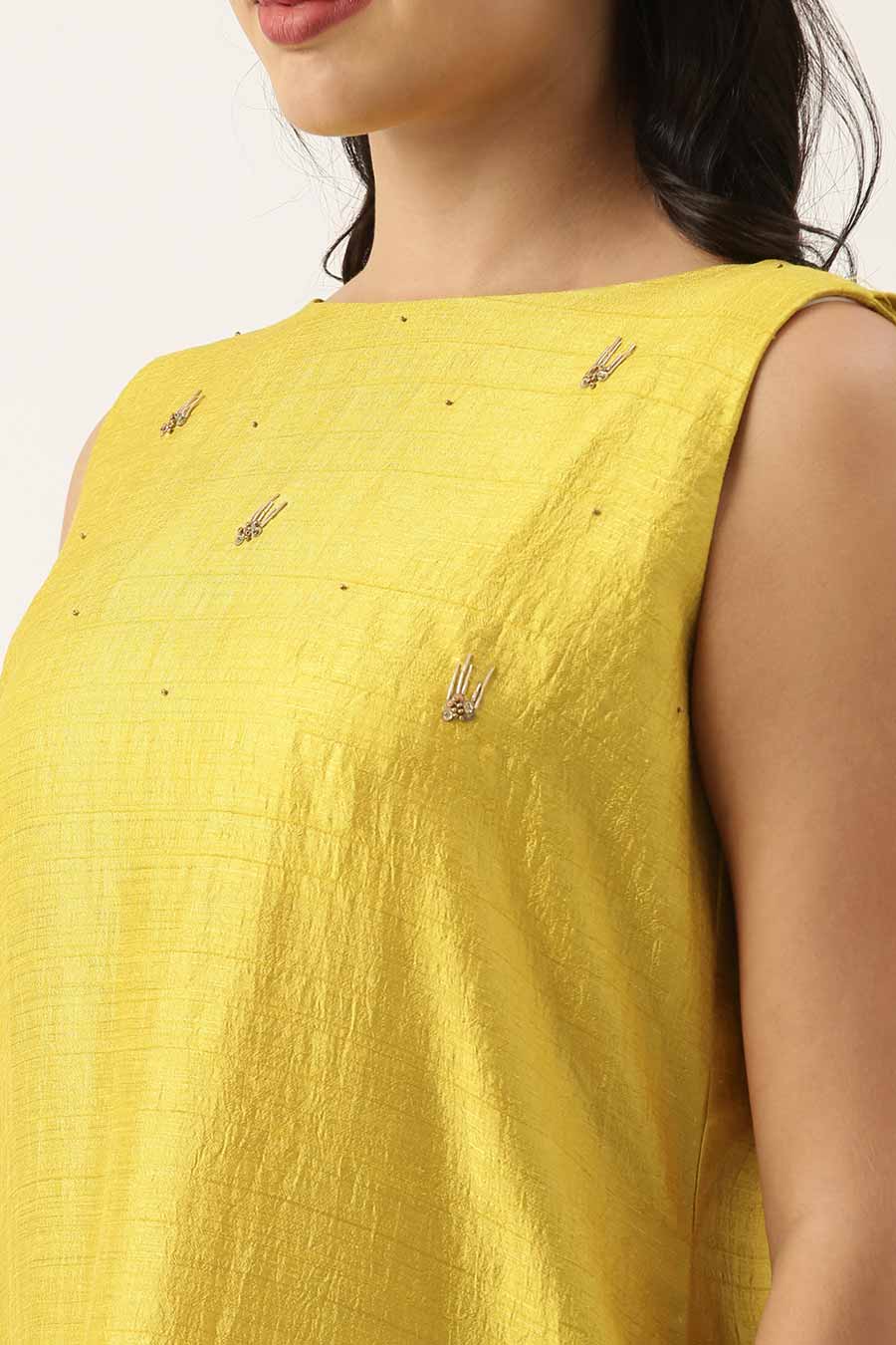 Yellow Silk High Low Dress