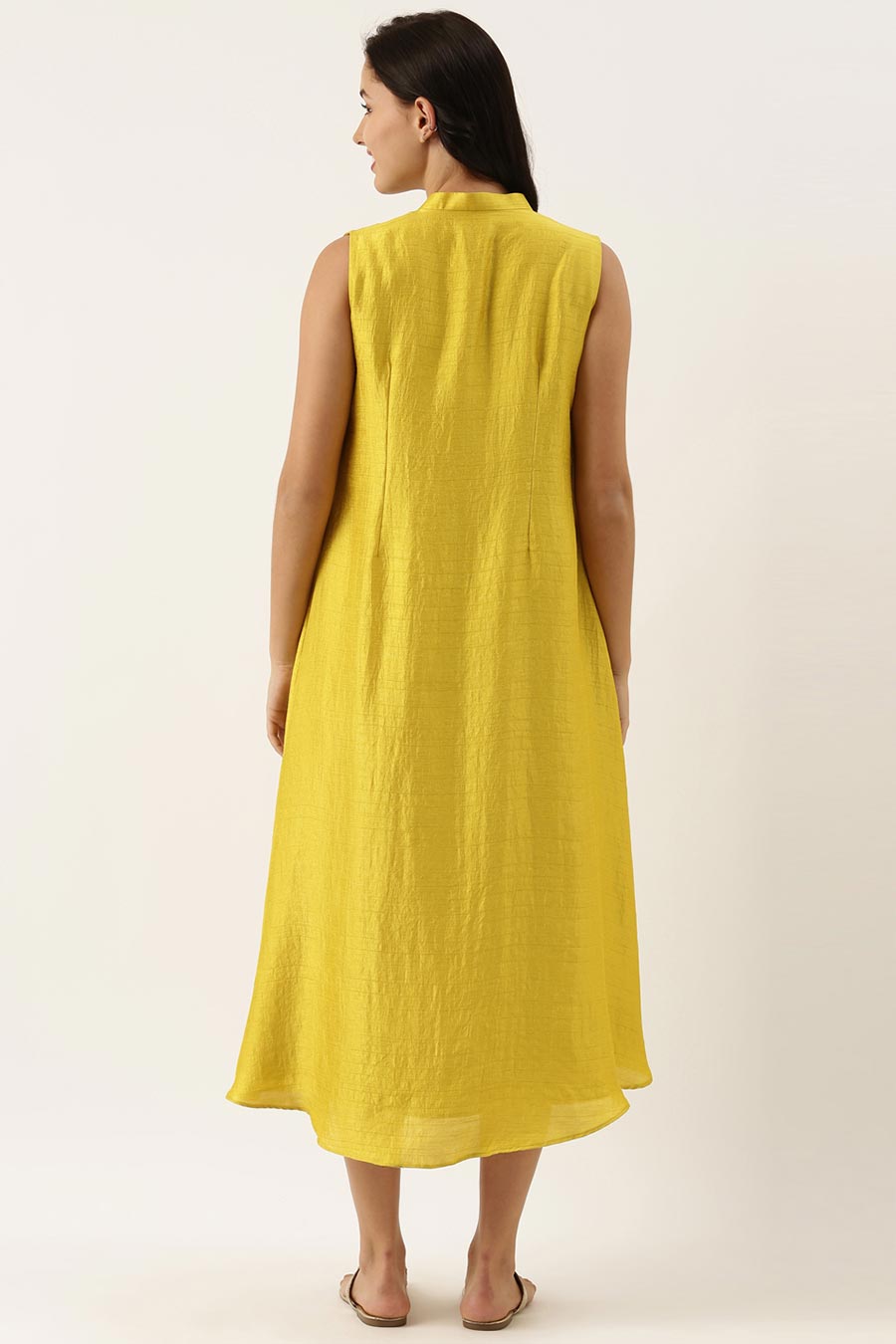 Yellow Silk Double Layered Dress