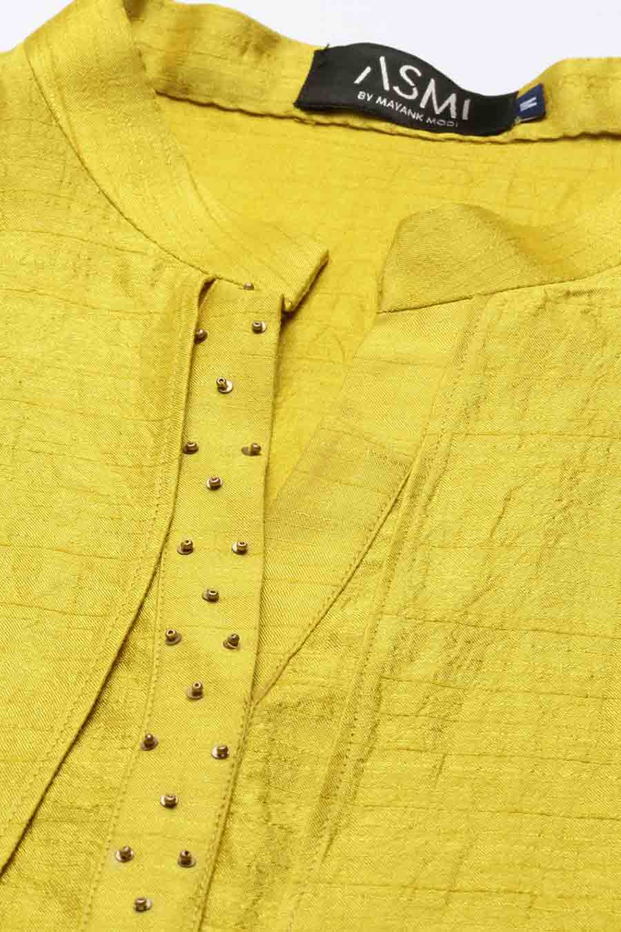 Yellow Silk Double Layered Dress