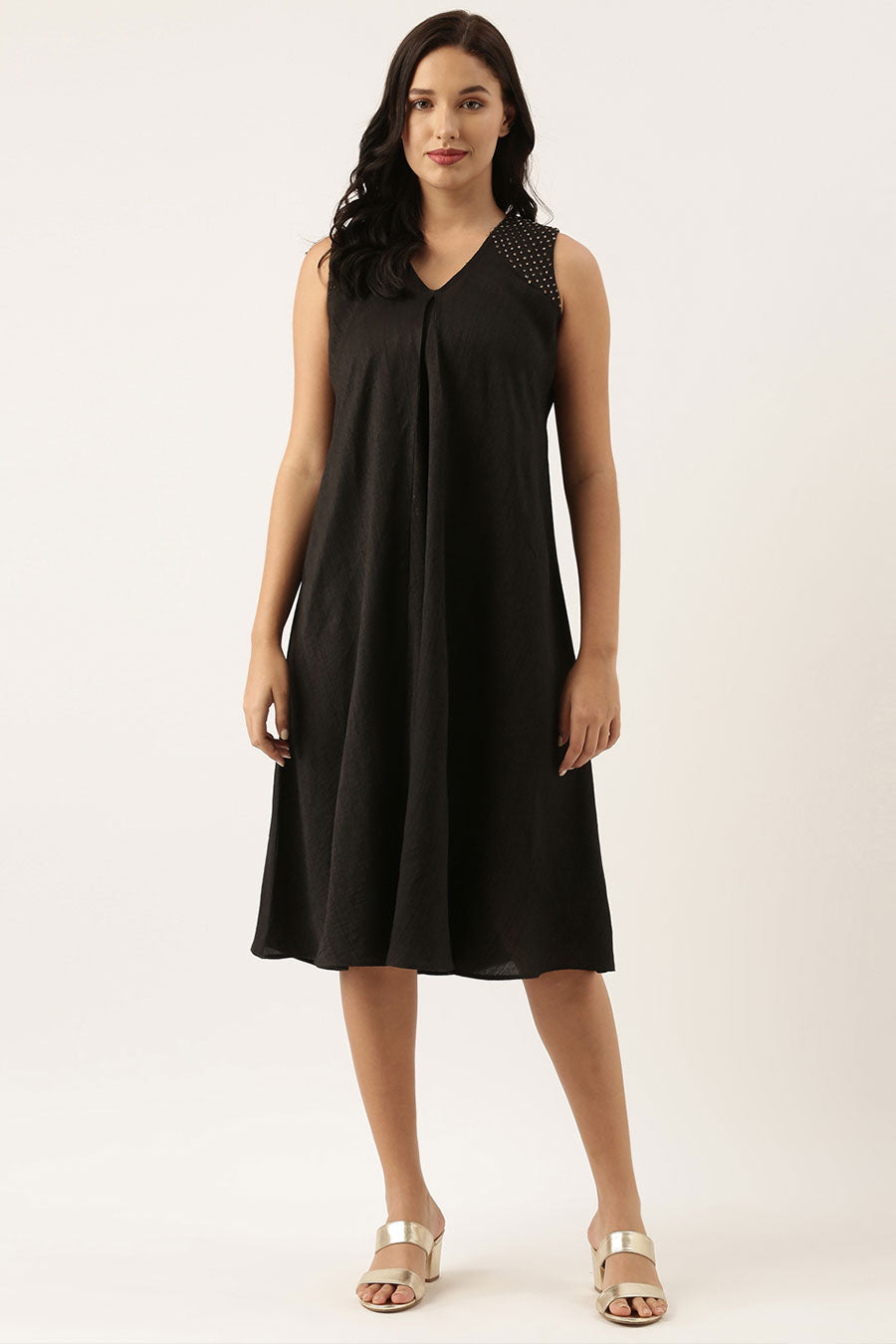Black Crush Silk Embroidered Dress
