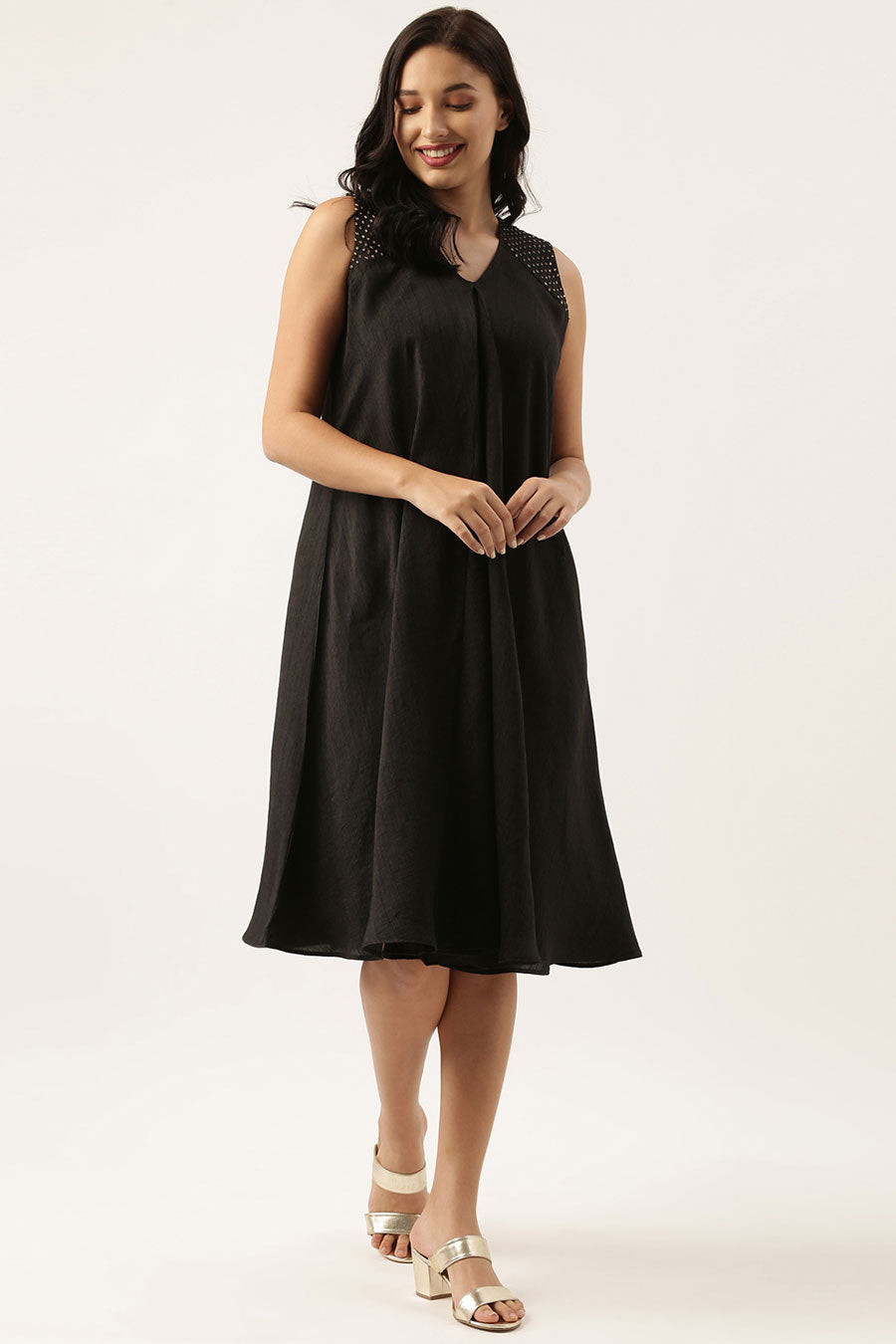 Black Crush Silk Embroidered Dress