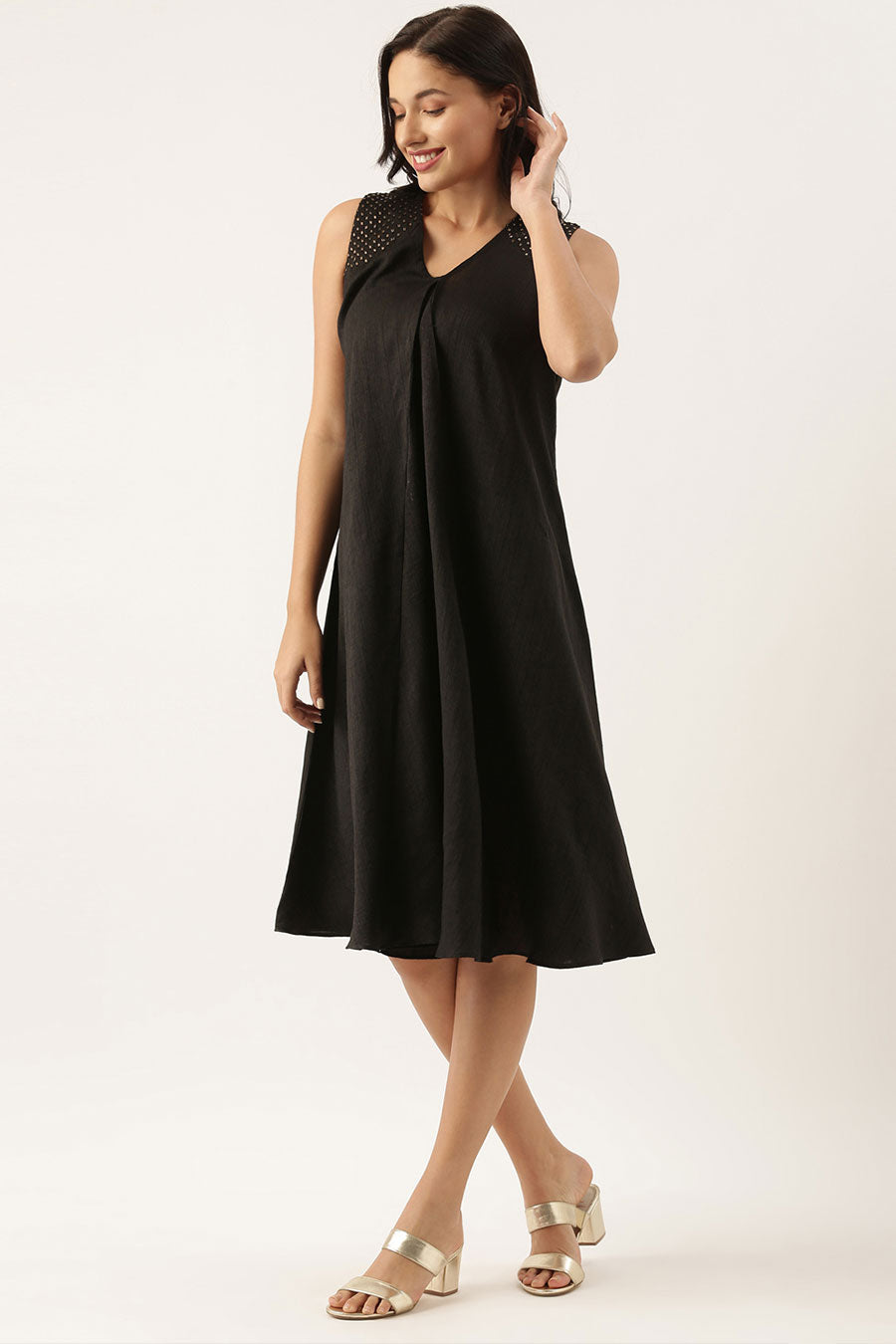 Black Crush Silk Embroidered Dress